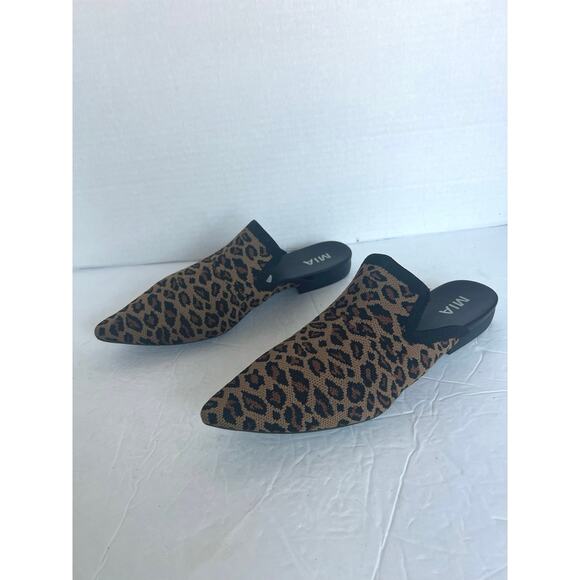 MIA Cheetah Animal Print Pointed Toe Slip On Soft Fabric JACE Mule Shoes Sz 10 - Picture 1 of 10